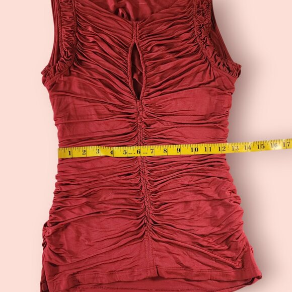 Vintage Y2K 2b bebe terracotta ruched draped top size L baddie vixen mcbling - Picture 4 of 8